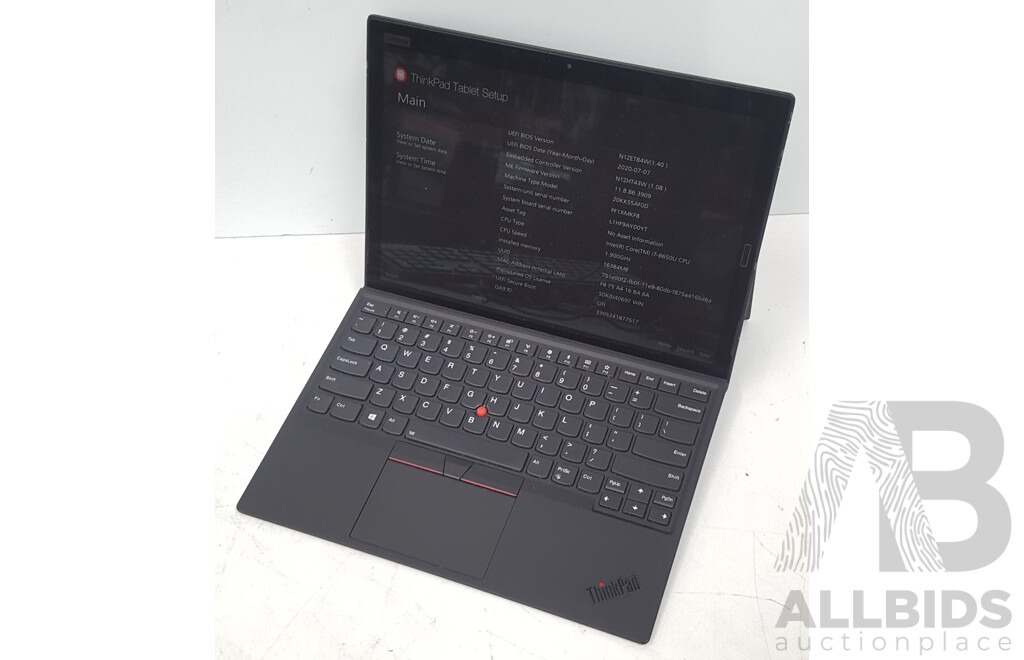 Lenovo ThinkPad X1 Tablet Gen3 Intel Core i7 (8650U) 1.90GHz-4.20GHz 4-Core CPU 13-Inch Touchscreen Detachable Laptop