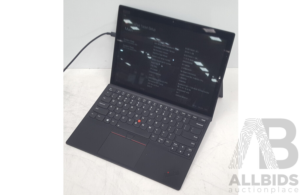 Lenovo ThinkPad X1 Tablet Gen3 Intel Core i7 (8650U) 1.90GHz-4.20GHz 4-Core CPU 13-Inch Touchscreen Detachable Laptop