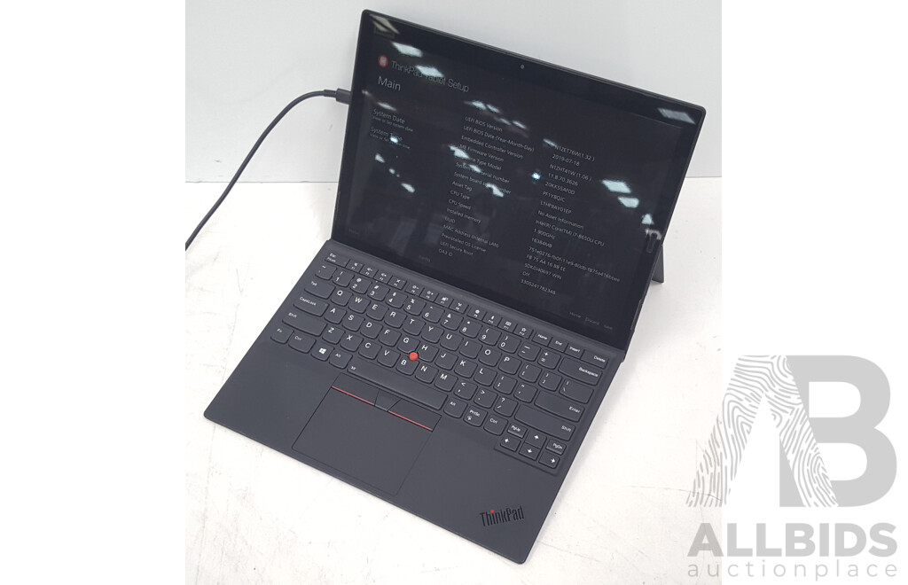 Lenovo ThinkPad X1 Tablet Gen3 Intel Core i7 (8650U) 1.90GHz-4.20GHz 4-Core CPU 13-Inch Touchscreen Detachable Laptop