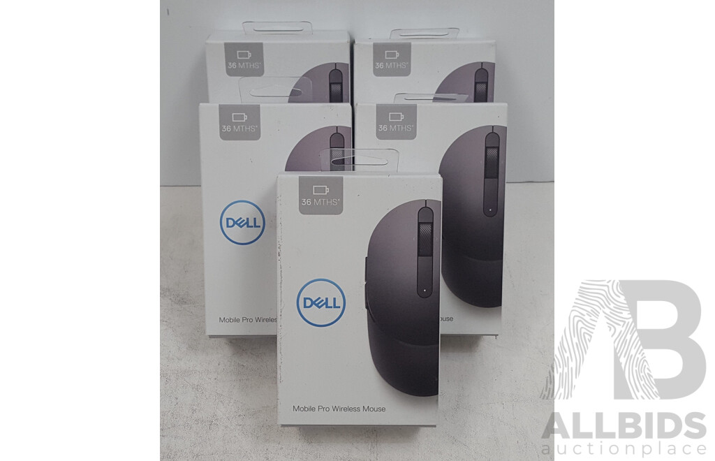 Dell (MS5120Wt) Mobile Pro Wireless Mouse - Lot of Five *Brand New