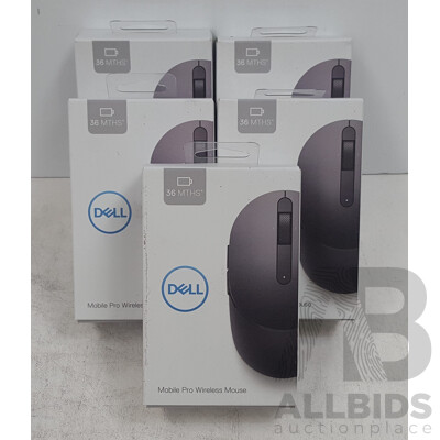 Dell (MS5120Wt) Mobile Pro Wireless Mouse - Lot of Five *Brand New