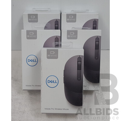 Dell (MS5120Wt) Mobile Pro Wireless Mouse - Lot of Five *Brand New