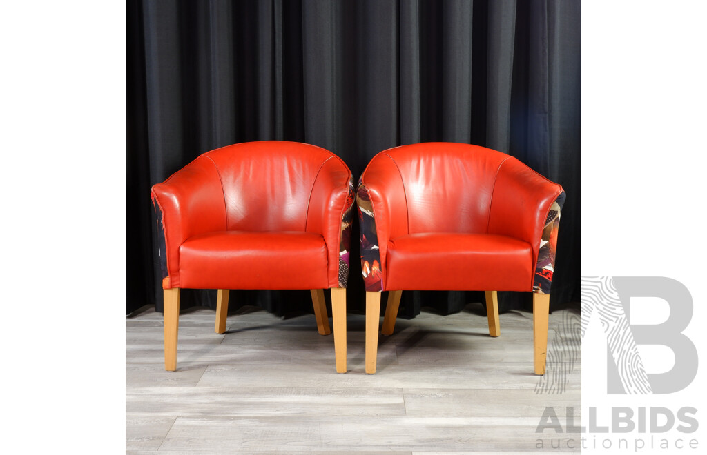 Pair of Modern Italian Leather Tub Chairs