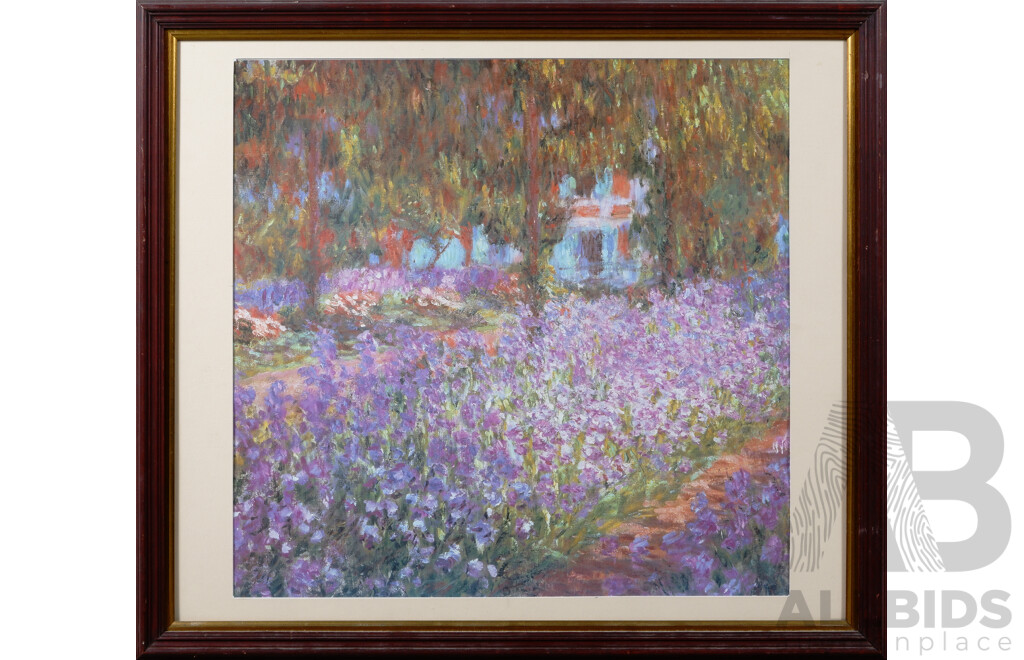 Claude Monet, (19th Century-Early 20th Century, French Impressionism, 1840-1926), The Artist's Garden at Giverny (French: Le Jardin De L'artiste À Giverny), Reproduction Copy of Original Oil From 1900,  66 x 76 cm (frame)