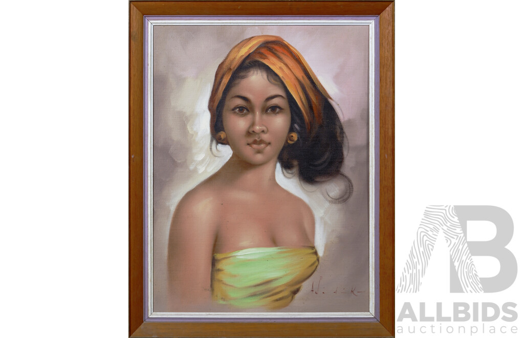 Vintage Filipino School, (c1970s) Portrait of a Lady, Oil on Canvas, 66.5 x 52.5 cm