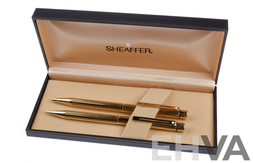 Sheaffer Gold Plated Ballpoint Pen and Mechanical Pencil in Original Case