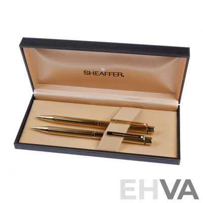 Sheaffer Gold Plated Ballpoint Pen and Mechanical Pencil in Original Case