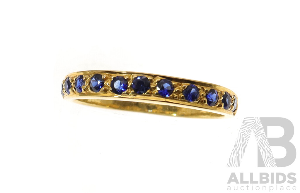 18ct Dark Blue Ceylon Sapphire Ring, Est 0.55ct, Size N, 2.24 Grams