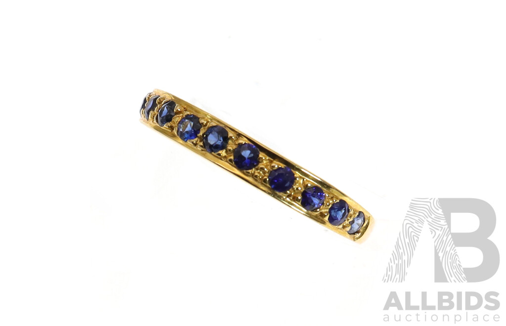 18ct Dark Blue Ceylon Sapphire Ring, Est 0.55ct, Size N, 2.24 Grams