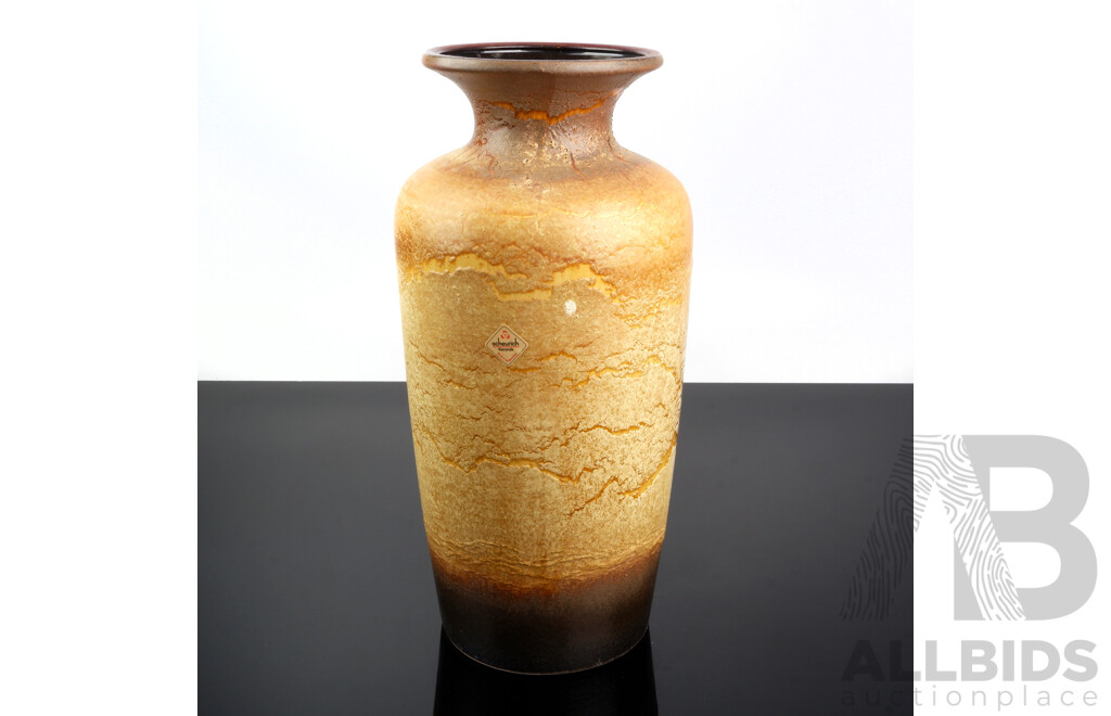 Large Mid Century West German Scheurich Ceramic Vase with Textured Finish and Original Label