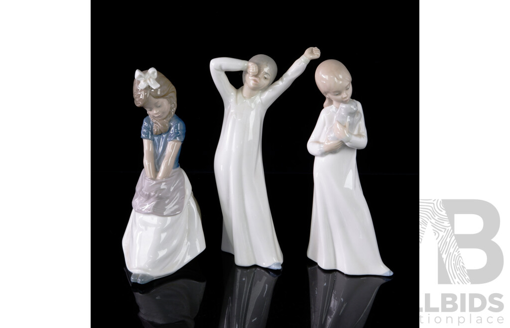 Collection Three Nao Porcelain Children Figures