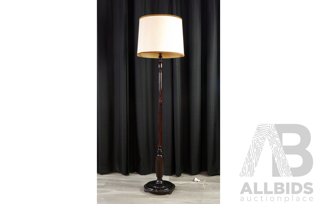 Painted Timber Floor Lamp with Fluted Base