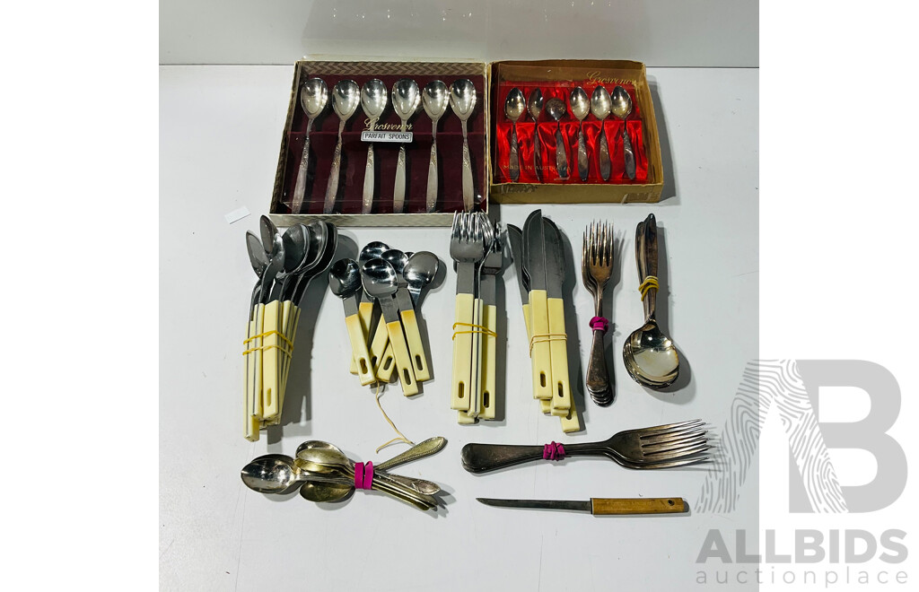 Large Collection of Silver Plate and Stainless Steel Cutlery Including Examples From Grosvenor