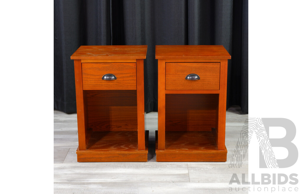 Pair of Open Face Timber Bedsides