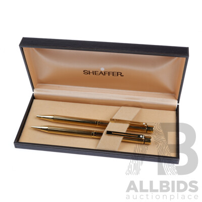 Sheaffer Gold Plated Ballpoint Pen and Mechanical Pencil in Original Case