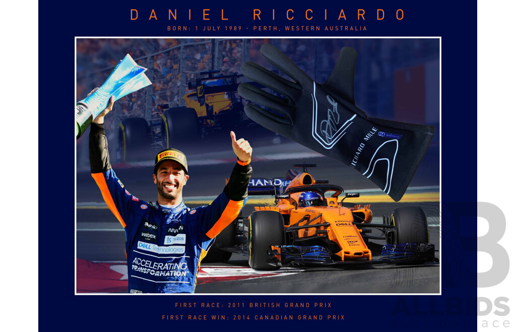 L21 - Daniel Ricciardo - Signed and Box Framed Racing Glove