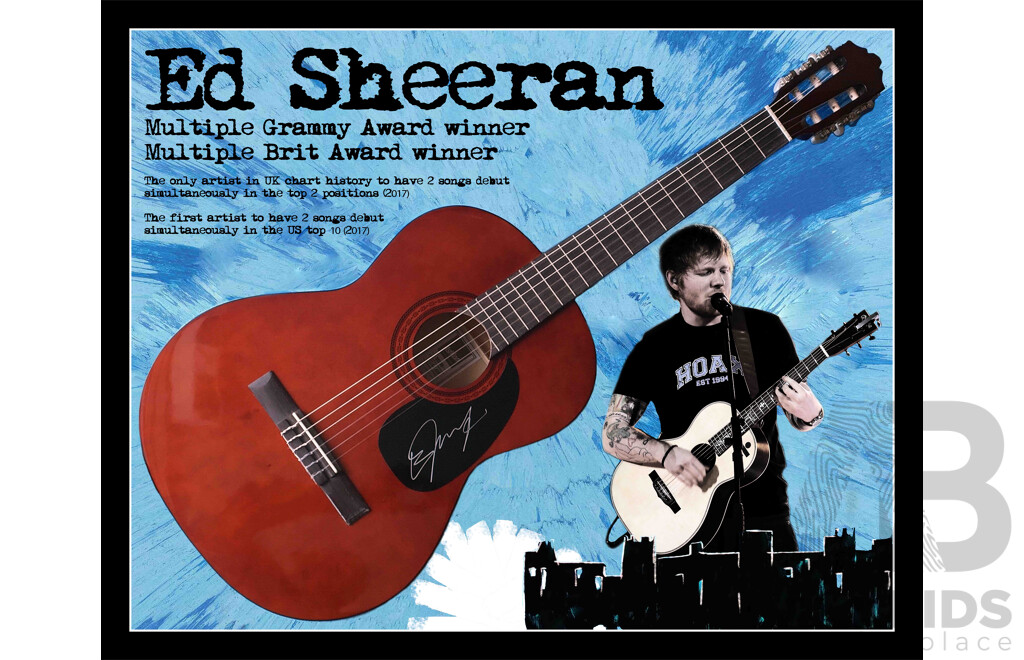 L23 - Ed Sheeran - Signed Acoustic Guitar with Custom Designed Matboard