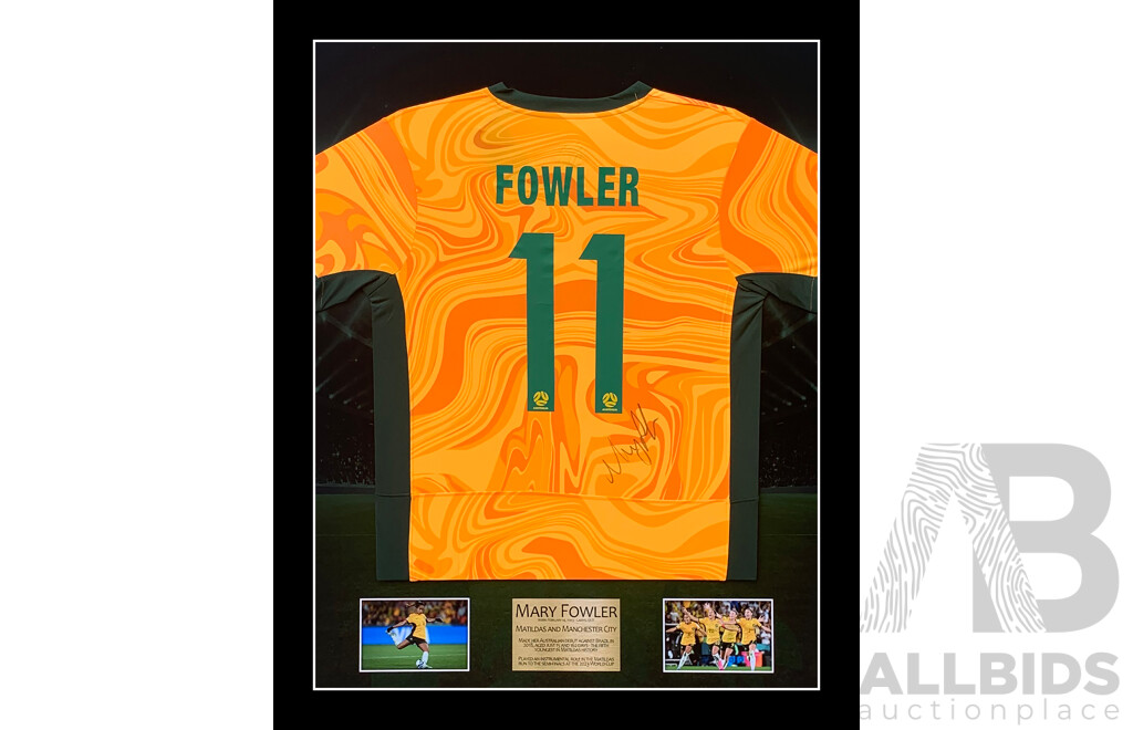 Mary Fowler - Signed Matildas Jersey Presented on a Custom Designed Matboard