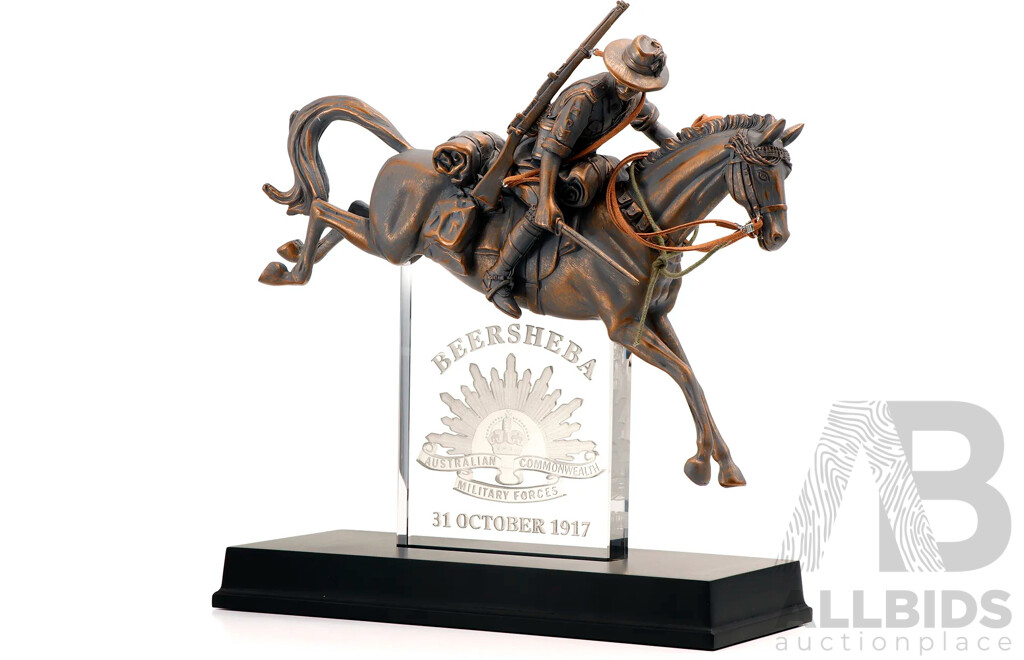 L63 - Military Shop - Beersheba Turn the Tide Light Horse, Limited Edition Figurine with LED 3D Crystal