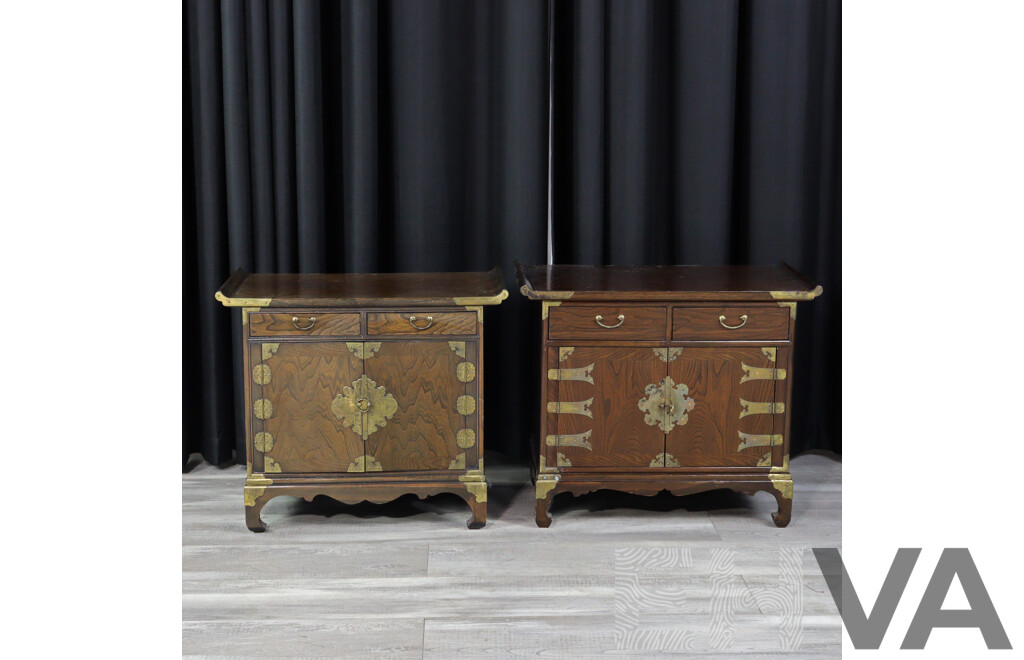 Pair of Korean Elm Bedside Chests