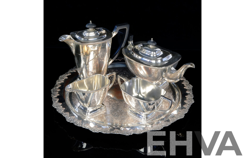 Hecworth Reproduction Sheffield Silver Plate Five Piece Tea Service
