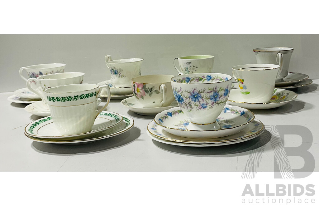 Collection of Quality English Porcelain Duos and Trios From Wedgewood, Royal Stuart and More