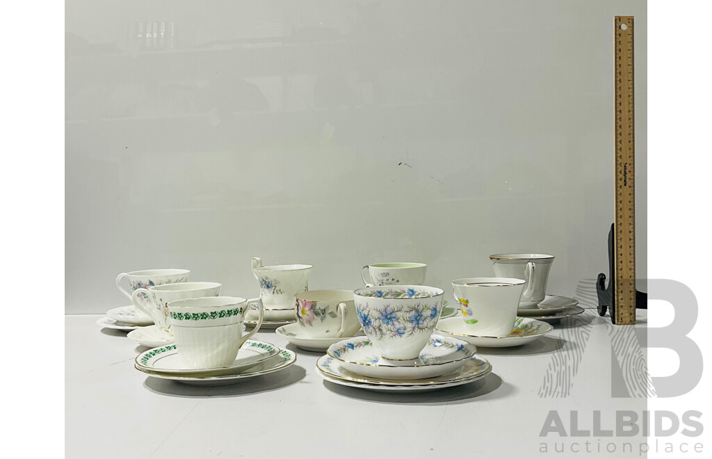 Collection of Quality English Porcelain Duos and Trios From Wedgewood, Royal Stuart and More