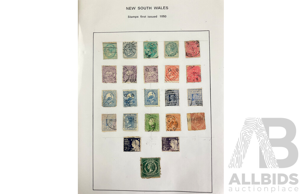 Album of Australian State, Pre and Early Federation Cancelled Hinged Stamps, Examples From NSW, VIC, QLD, SA, TAS, Official Service