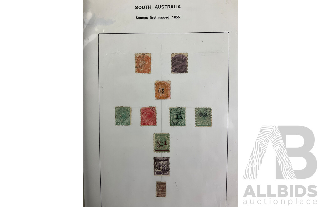 Album of Australian State, Pre and Early Federation Cancelled Hinged Stamps, Examples From NSW, VIC, QLD, SA, TAS, Official Service