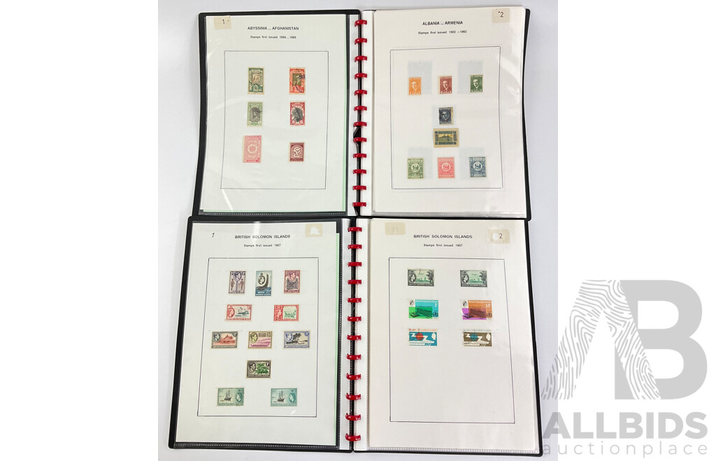 Two Albums of Antique and Vintage Hinged Stamps, Countries Beginning with 'A' to 'C' Including Afghanistan, Angola, Austria, Bahamas, Bavaria, Belgium, Bermuda, Brazil, Brunei, Canada, Ceylon, China and More