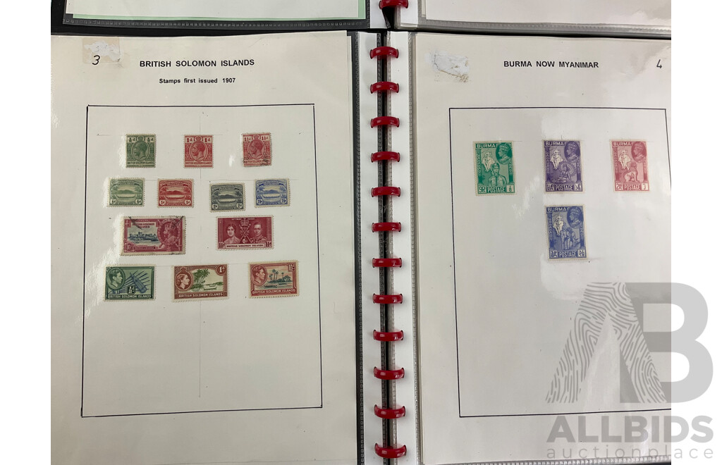 Two Albums of Antique and Vintage Hinged Stamps, Countries Beginning with 'A' to 'C' Including Afghanistan, Angola, Austria, Bahamas, Bavaria, Belgium, Bermuda, Brazil, Brunei, Canada, Ceylon, China and More