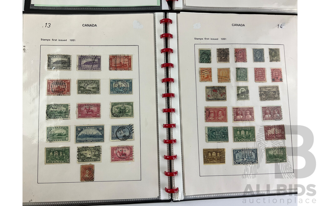 Two Albums of Antique and Vintage Hinged Stamps, Countries Beginning with 'A' to 'C' Including Afghanistan, Angola, Austria, Bahamas, Bavaria, Belgium, Bermuda, Brazil, Brunei, Canada, Ceylon, China and More