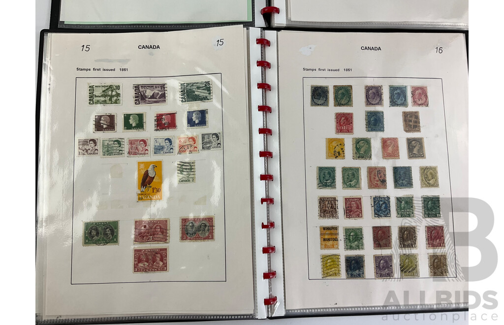 Two Albums of Antique and Vintage Hinged Stamps, Countries Beginning with 'A' to 'C' Including Afghanistan, Angola, Austria, Bahamas, Bavaria, Belgium, Bermuda, Brazil, Brunei, Canada, Ceylon, China and More