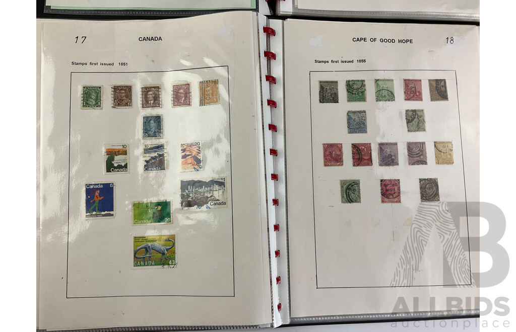 Two Albums of Antique and Vintage Hinged Stamps, Countries Beginning with 'A' to 'C' Including Afghanistan, Angola, Austria, Bahamas, Bavaria, Belgium, Bermuda, Brazil, Brunei, Canada, Ceylon, China and More