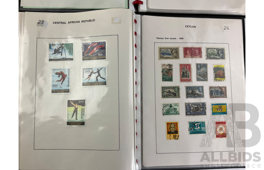 Two Albums of Antique and Vintage Hinged Stamps, Countries Beginning with 'A' to 'C' Including Afghanistan, Angola, Austria, Bahamas, Bavaria, Belgium, Bermuda, Brazil, Brunei, Canada, Ceylon, China and More