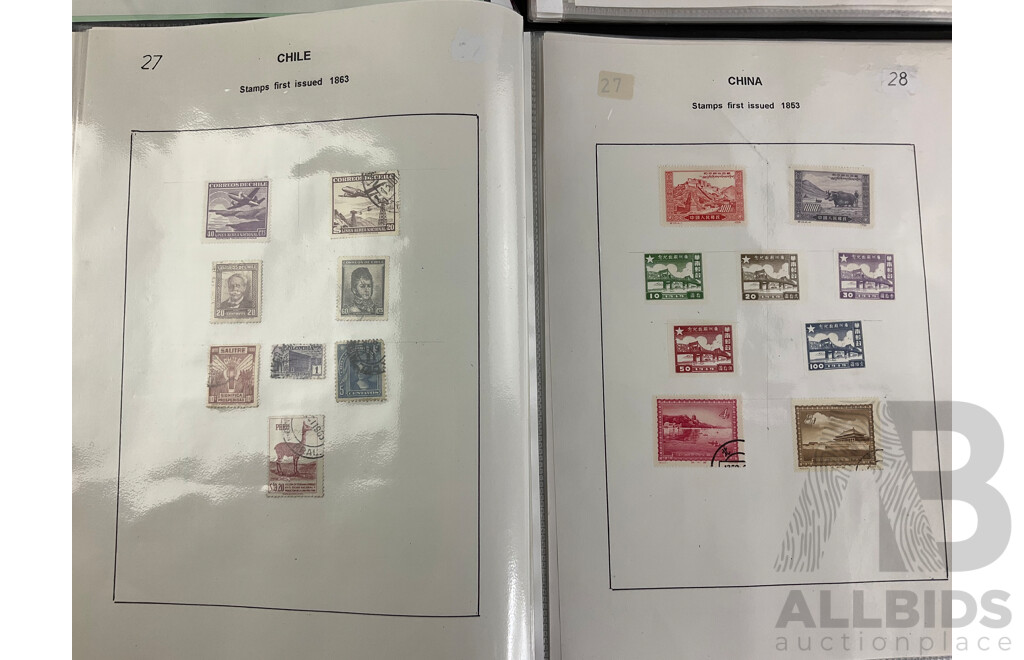 Two Albums of Antique and Vintage Hinged Stamps, Countries Beginning with 'A' to 'C' Including Afghanistan, Angola, Austria, Bahamas, Bavaria, Belgium, Bermuda, Brazil, Brunei, Canada, Ceylon, China and More