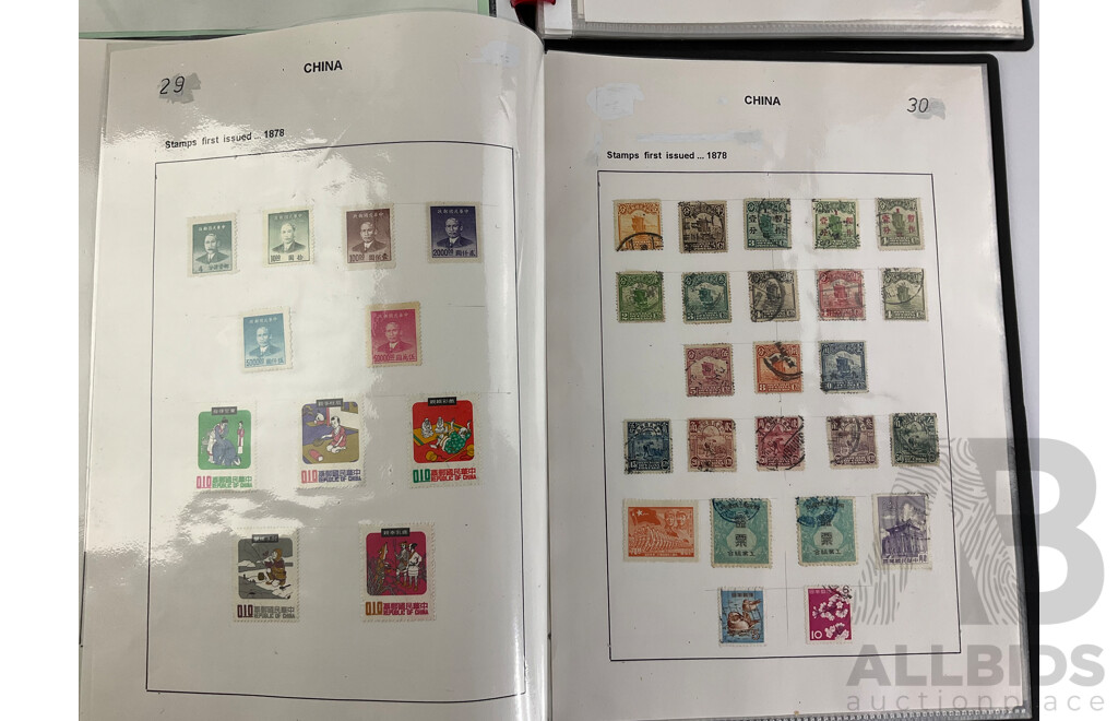 Two Albums of Antique and Vintage Hinged Stamps, Countries Beginning with 'A' to 'C' Including Afghanistan, Angola, Austria, Bahamas, Bavaria, Belgium, Bermuda, Brazil, Brunei, Canada, Ceylon, China and More