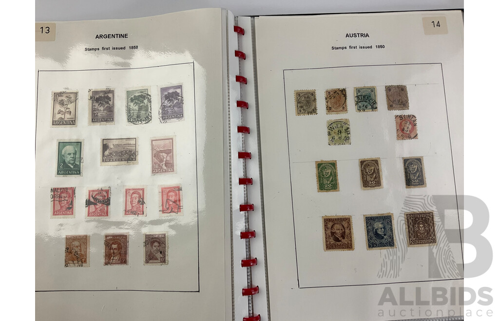 Two Albums of Antique and Vintage Hinged Stamps, Countries Beginning with 'A' to 'C' Including Afghanistan, Angola, Austria, Bahamas, Bavaria, Belgium, Bermuda, Brazil, Brunei, Canada, Ceylon, China and More