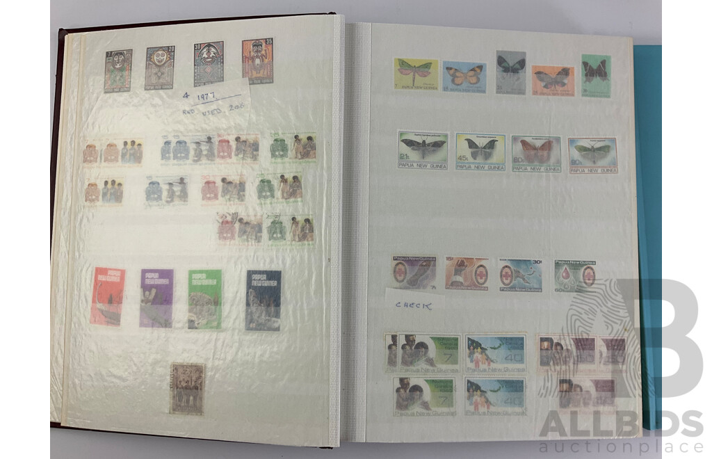 Album of Mint and Cancelled Paua New Guinea Stamps and Sets, Examples From 1970's to 1990's with 1996 Stamp Album