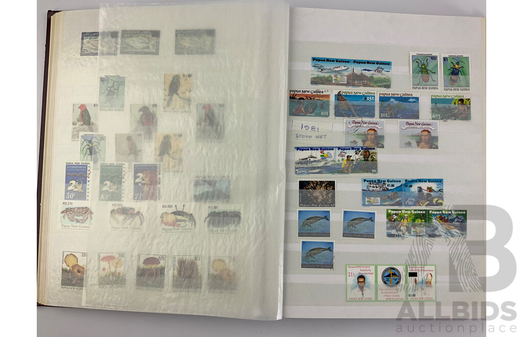 Album of Mint and Cancelled Paua New Guinea Stamps and Sets, Examples From 1970's to 1990's with 1996 Stamp Album