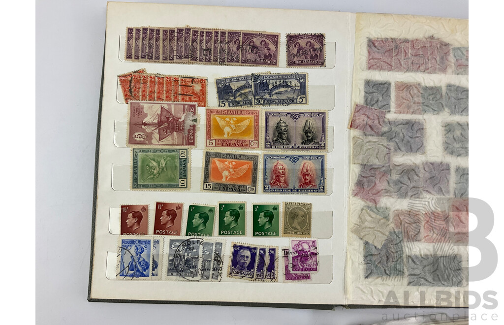 Two Albums of International Cancelled Stamps Including Australian and New Zealand Predecimal and Decimal, Red and Blue Harbour Bridge, Official Service, KGV, KGVI, QE2, USA, FIJI and More