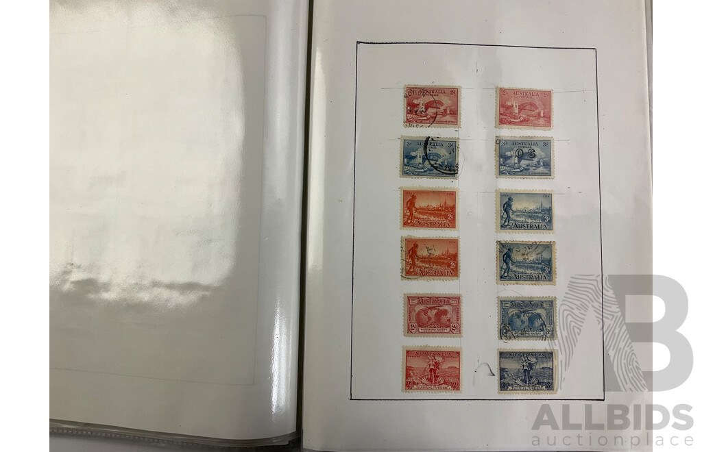 Two Albums of International Cancelled Stamps Including Australian and New Zealand Predecimal and Decimal, Red and Blue Harbour Bridge, Official Service, KGV, KGVI, QE2, USA, FIJI and More