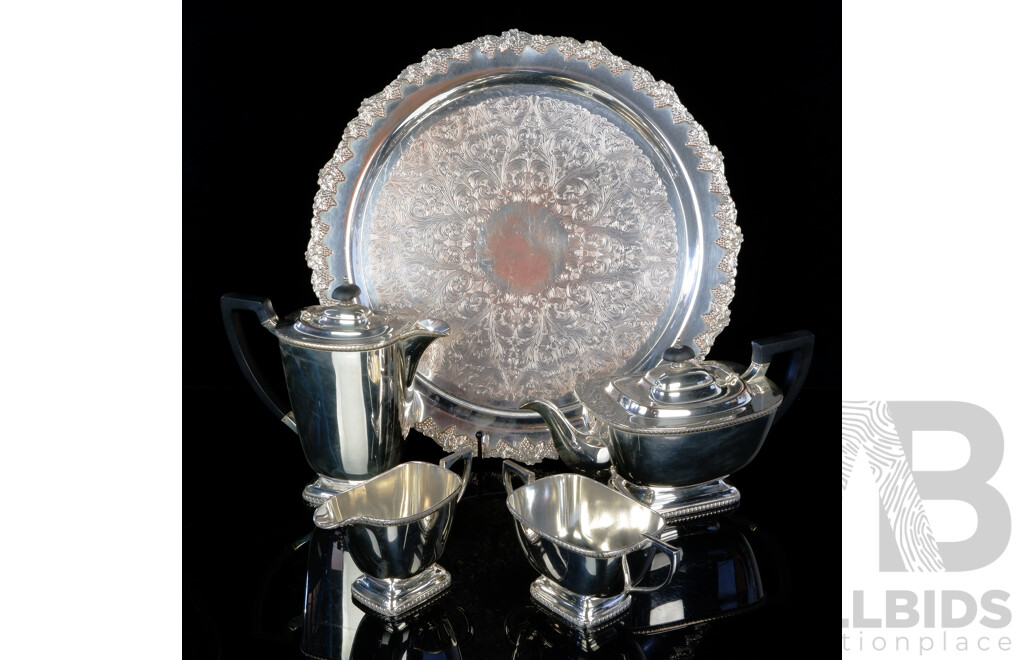 Hecworth Reproduction Sheffield Silver Plate Five Piece Tea Service