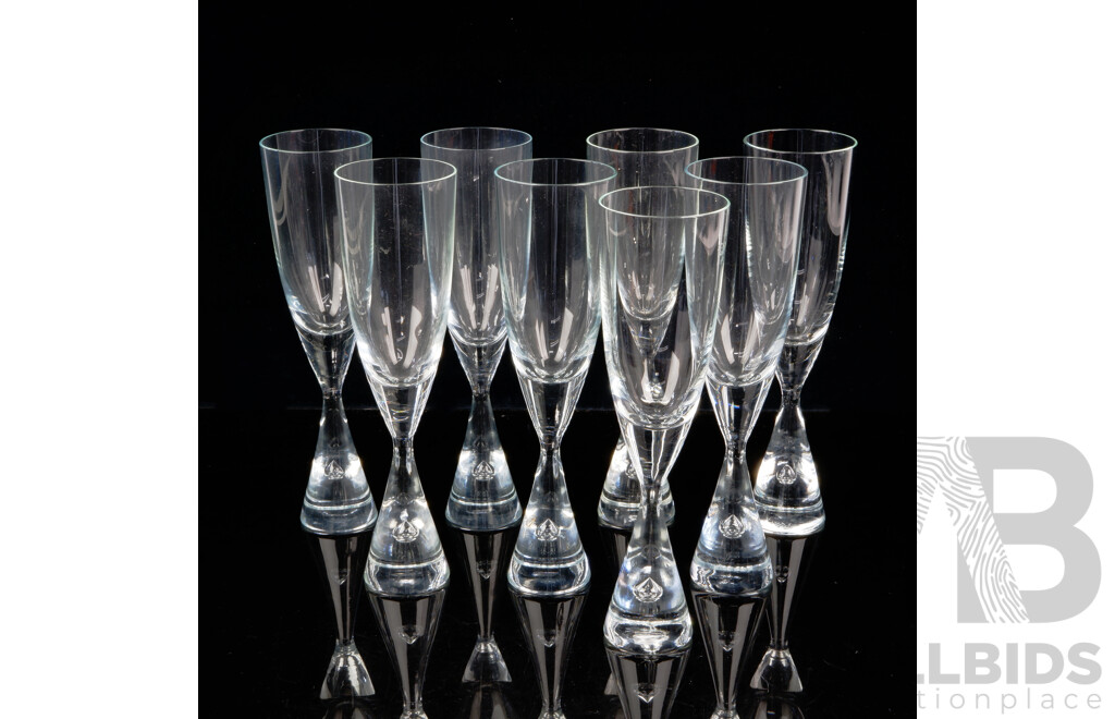 Set Eight Mid Century Danish Holmgaard Princess Tall Glasses