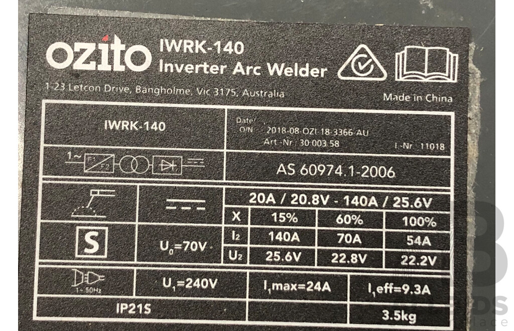 Ozito Inverter ARC Welding Kit