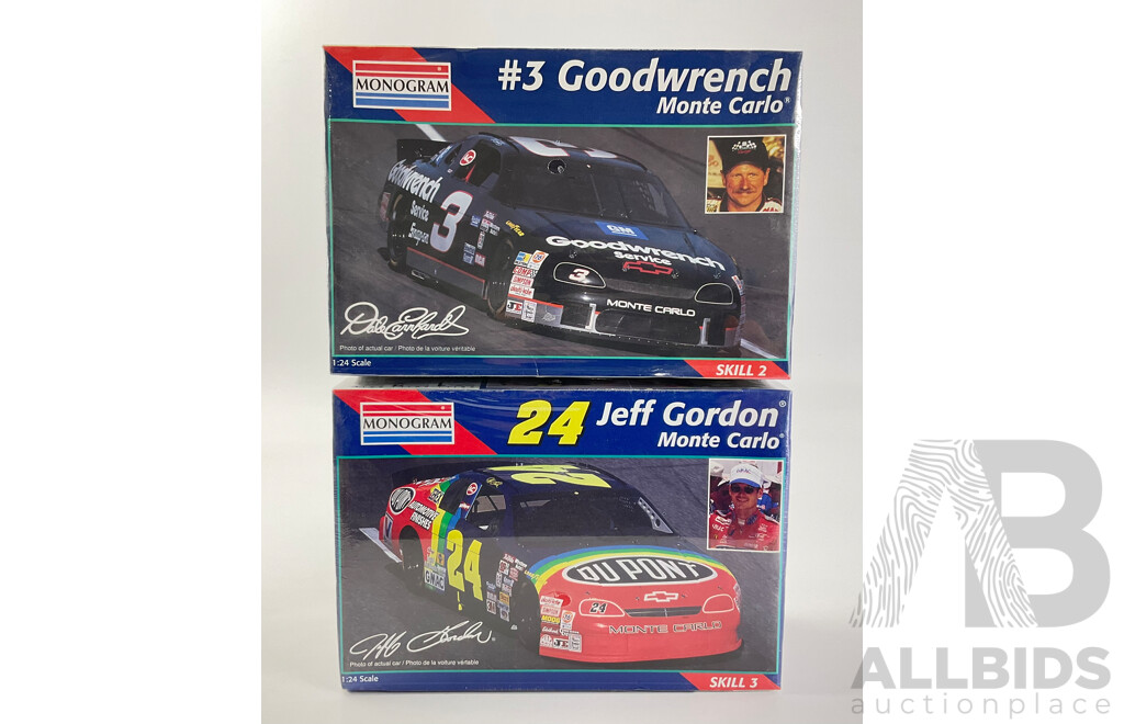 Vintage Monogram NASCAR Model Kits Including Monte Carlo-Dale Earnhardt and Monte Carlo-Jeff Gordon - 1:24 Scale