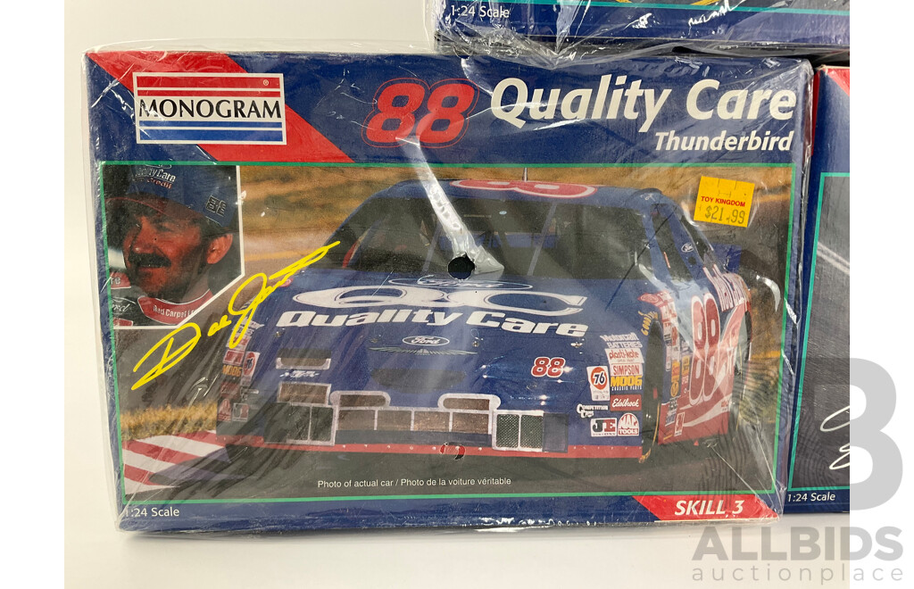 Vintage Monogram NASCAR Model Kits, Ford Thunderbirds Valvoline, Halvoline and Quality Care - 1:24 Scale