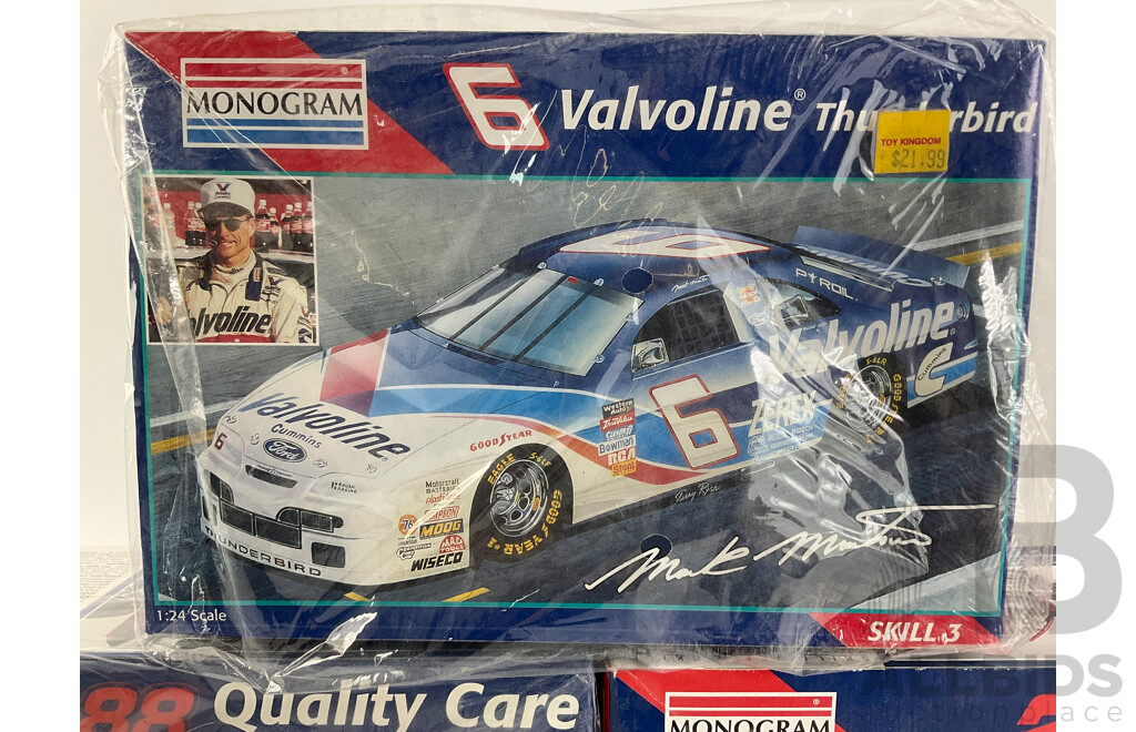 Vintage Monogram NASCAR Model Kits, Ford Thunderbirds Valvoline, Halvoline and Quality Care - 1:24 Scale