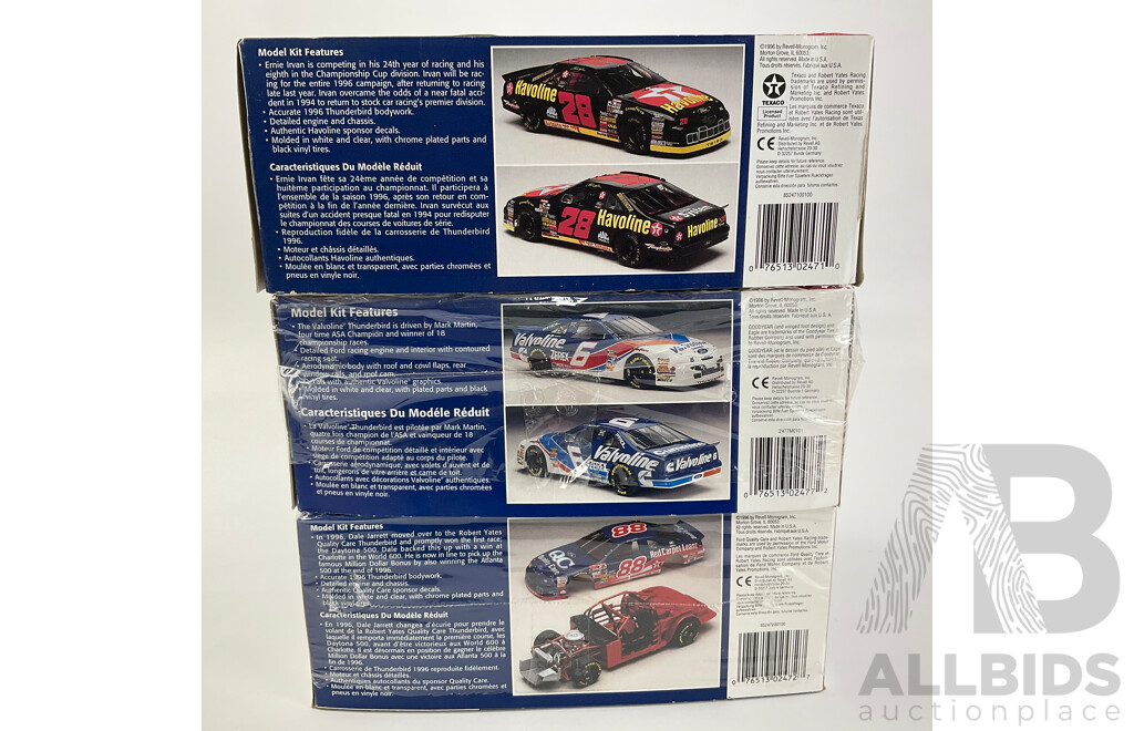 Vintage Monogram NASCAR Model Kits, Ford Thunderbirds Valvoline, Halvoline and Quality Care - 1:24 Scale