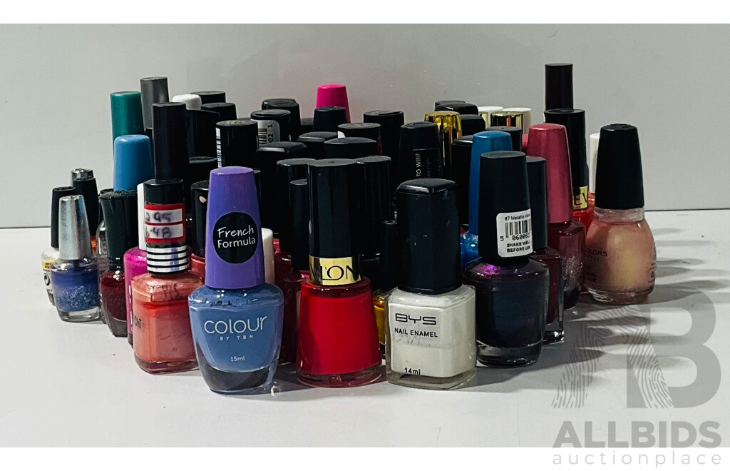 Large Collection of Nail Polish of Assorted Colours From Revlon, Colour by TBN, BYS and Much More